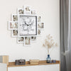White Farmhouse Shabby-Chic "Family Time" Picture Frame Wall Collage Clock